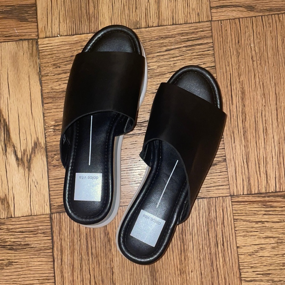 Dolce Vita Platform Slide Sandals Black Size 6